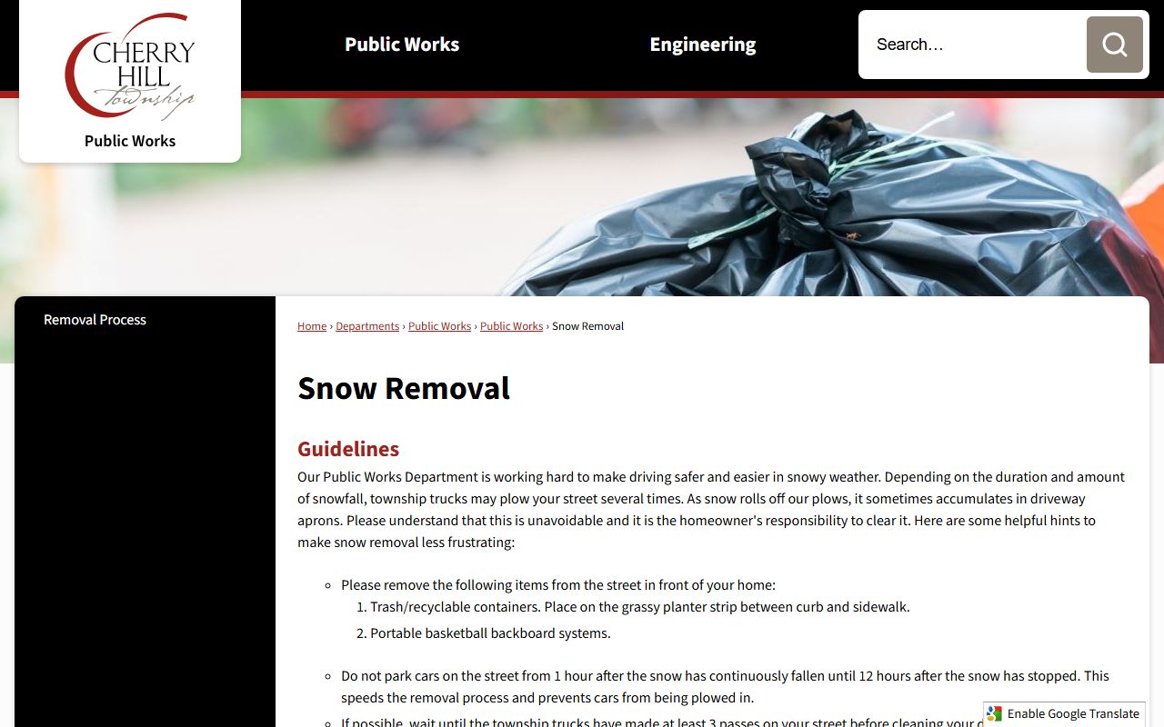 Cherry Hill Township Police Department page for traffic ticket and violation records