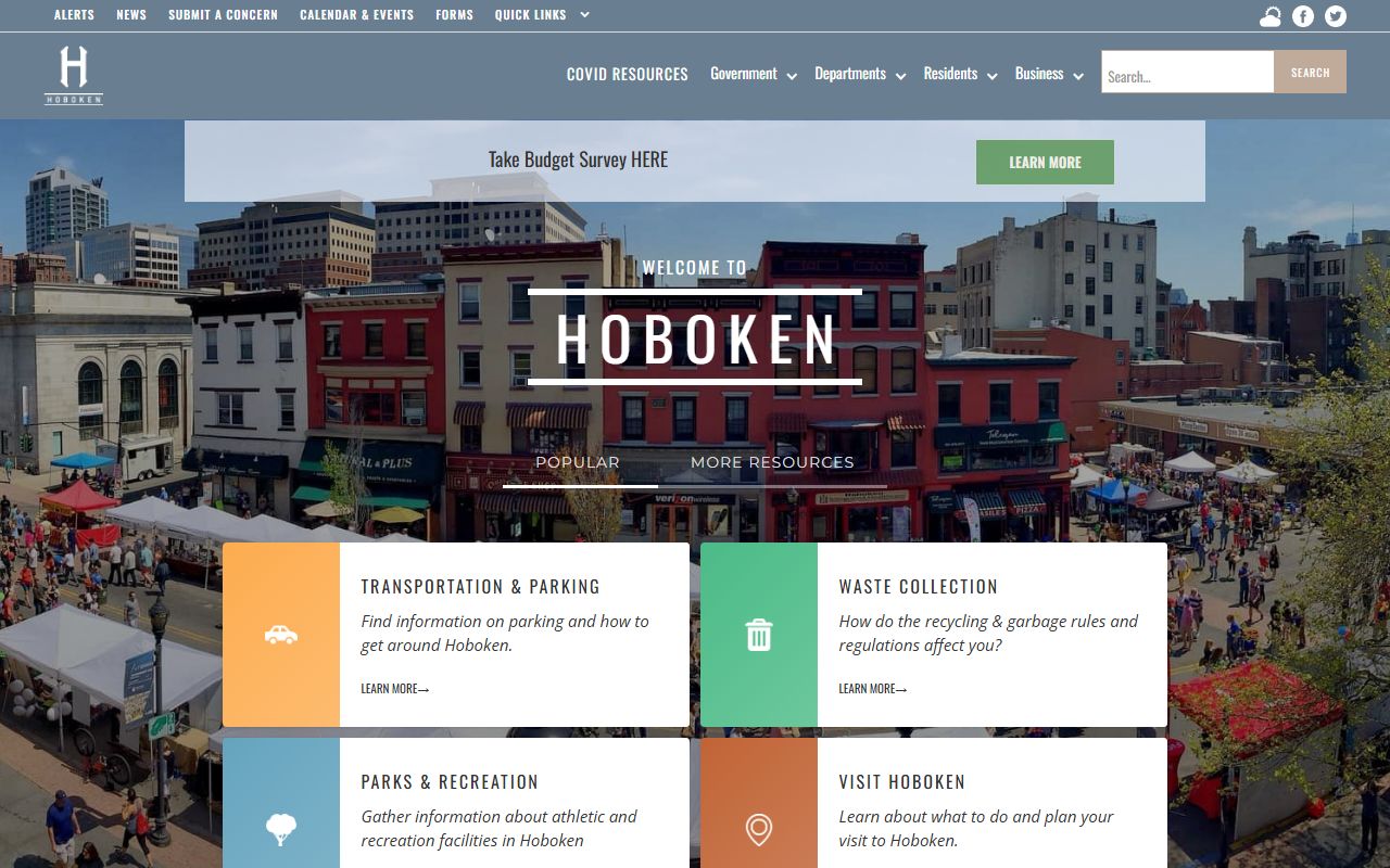 Hoboken official website with municipal court and traffic ticket information