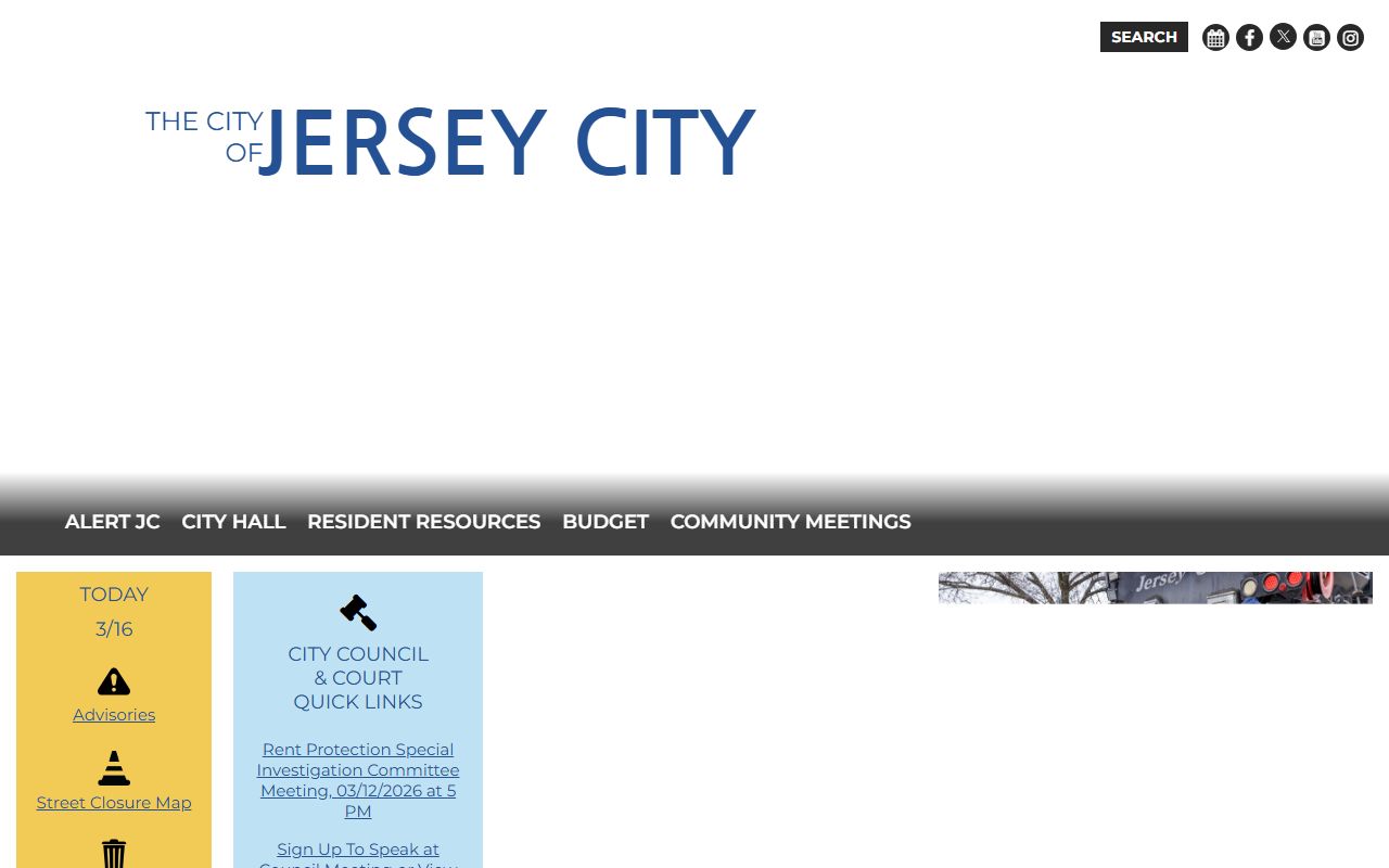 Jersey City official website with municipal court and traffic ticket information