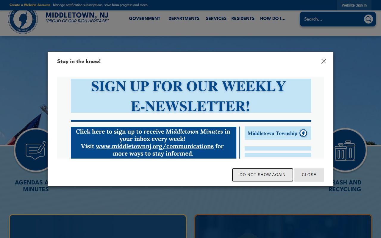 Middletown Township official website with municipal court and traffic ticket records information