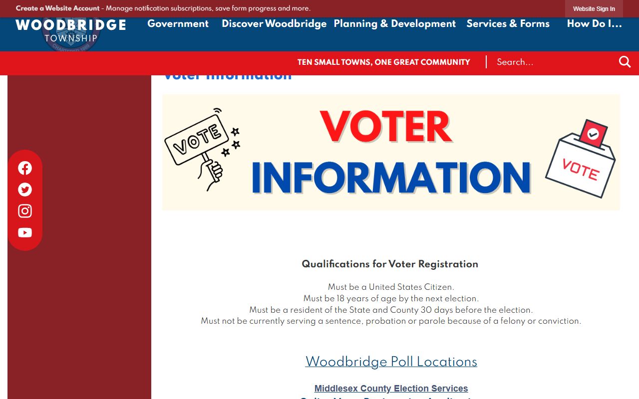 Woodbridge Township Clerk OPRA page for accessing traffic ticket records