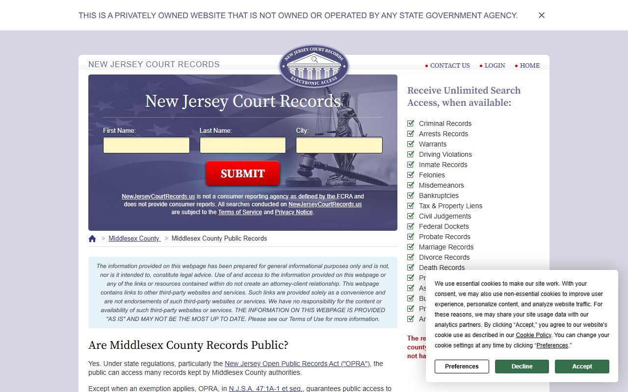 Middlesex County Public Records